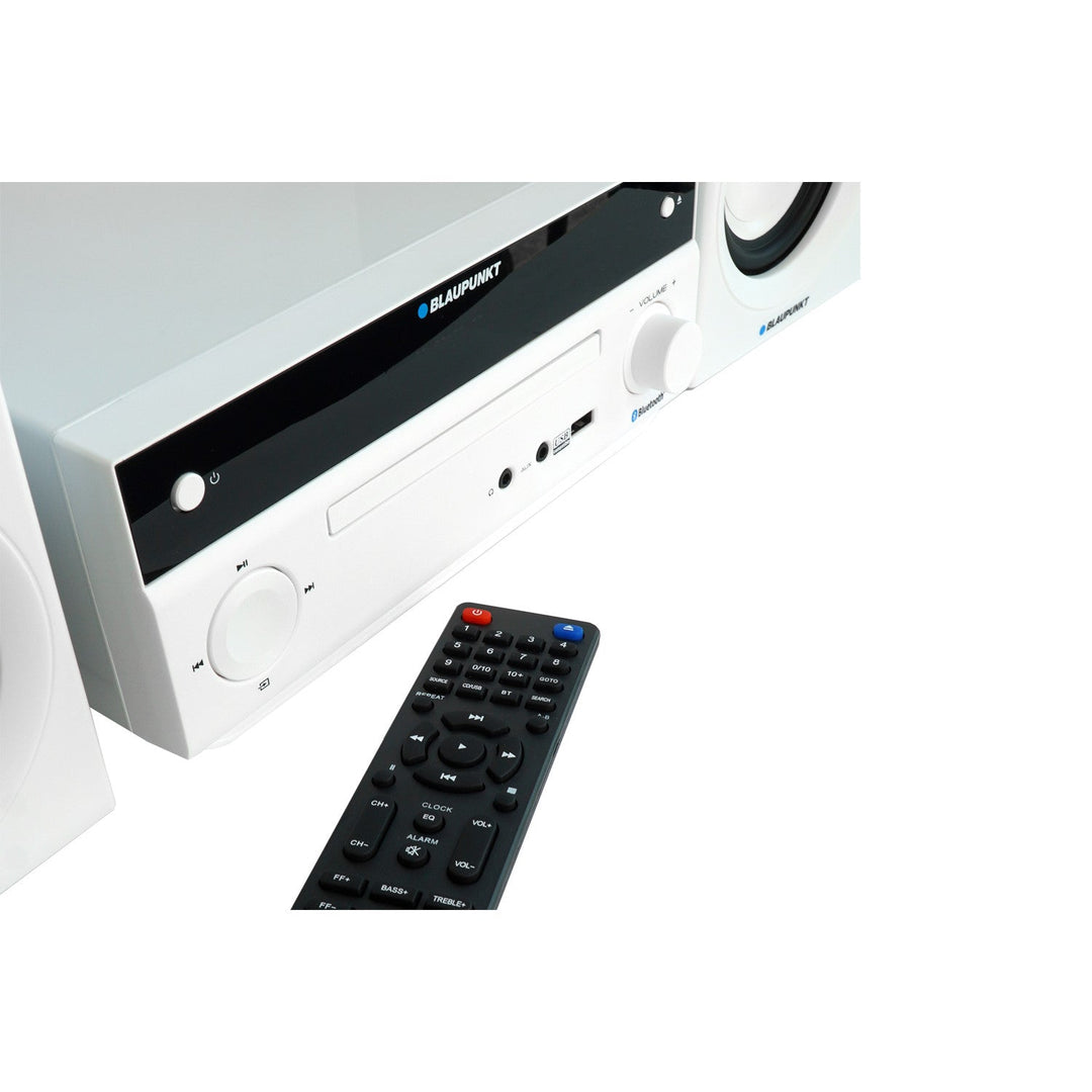 Blaupunkt mikrotårn, effekt 150 W, FM-radio, AUX-stik og USB-port, Bluetooth, HDMI-indgang, vækkeur, LED-display, farve: hvid, MS30.02BT
