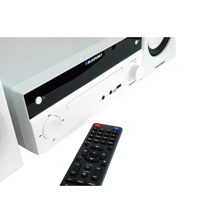 Blaupunkt mikrotårn, effekt 150 W, FM-radio, AUX-stik og USB-port, Bluetooth, HDMI-indgang, vækkeur, LED-display, farve: hvid, MS30.02BT