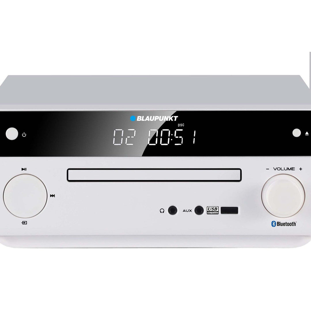 Blaupunkt mikrotårn, effekt 150 W, FM-radio, AUX-stik og USB-port, Bluetooth, HDMI-indgang, vækkeur, LED-display, farve: hvid, MS30.02BT