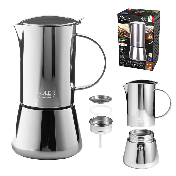 Adler kaffemaskine, espressomaskine, kapacitet 620 ml, farve sølvstål, AD 4417