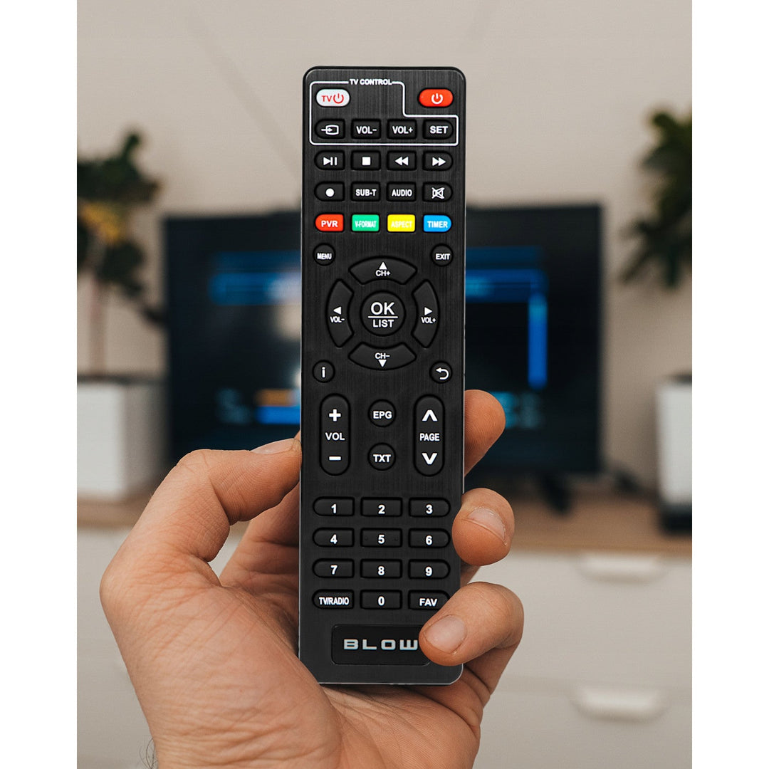 DVB-T/T2-tuner Blow, H.265, 6000FHD, Timeshift-funktion, flere sprog, multimedieafspillerfunktion, USB-port, 77-077#