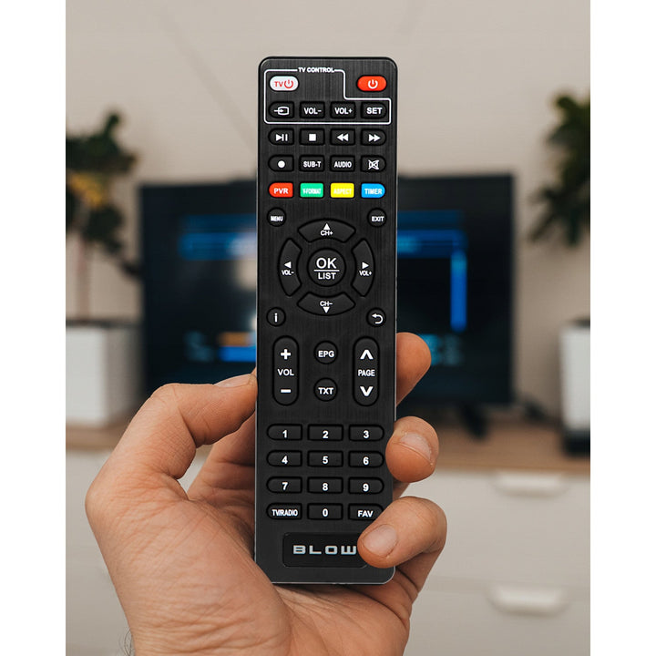 DVB-T/T2-tuner Blow, H.265, 6000FHD, Timeshift-funktion, flere sprog, multimedieafspillerfunktion, USB-port, 77-077#