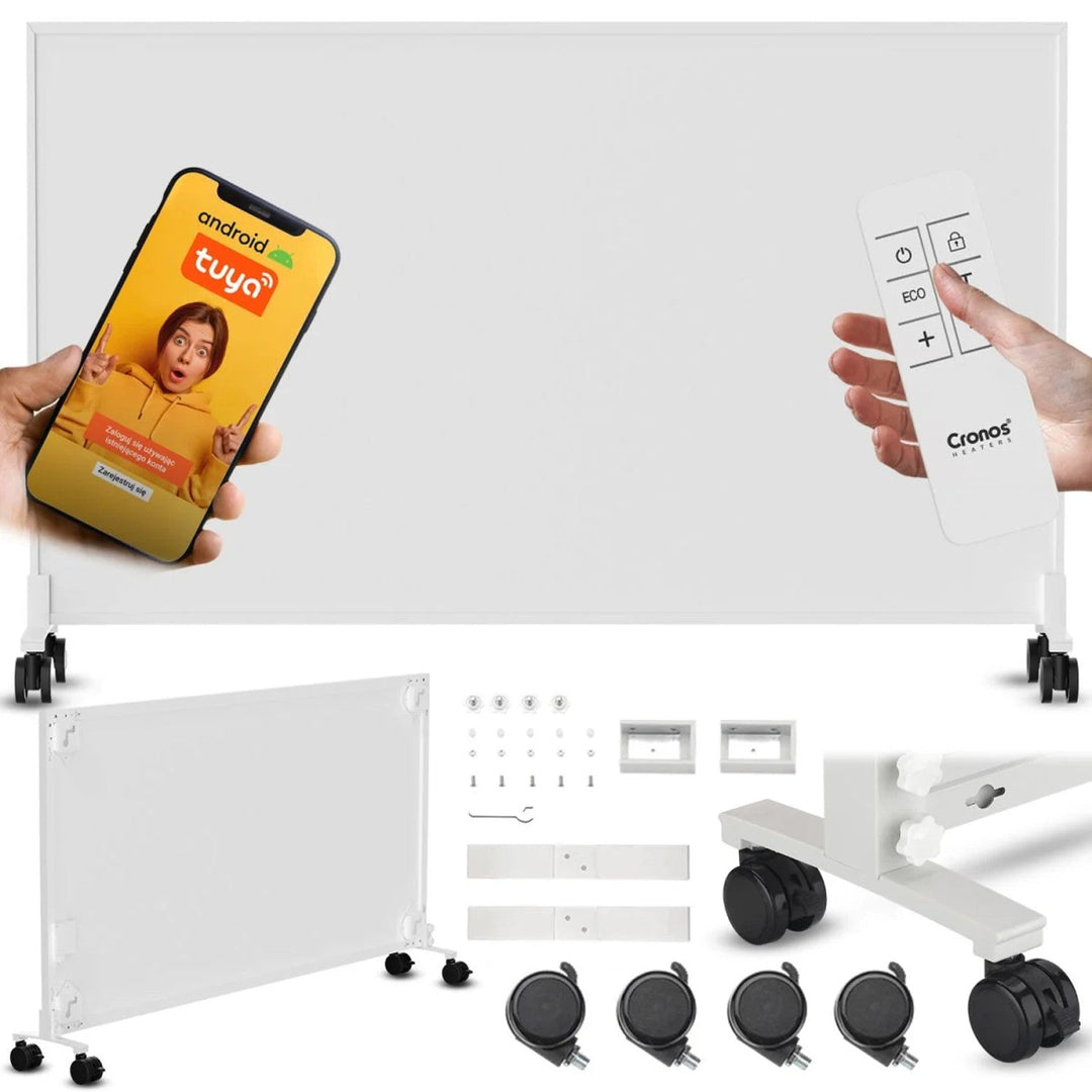 Cronos infrarød radiator, 800 W, ideel til allergikere, mat overflade, ultratynd, indbygget termostat og fjernbetjening via telefon eller fjernbetjening, Carbon P800 TWP