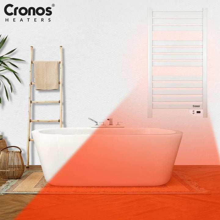 Cronos elektrisk badeværelsesradiator, effekt 500 W, opvarmer rum op til 6 m2, LCD-display, AUTO-, TIMER- og åbent vindue-detekteringsfunktion, TW-500
