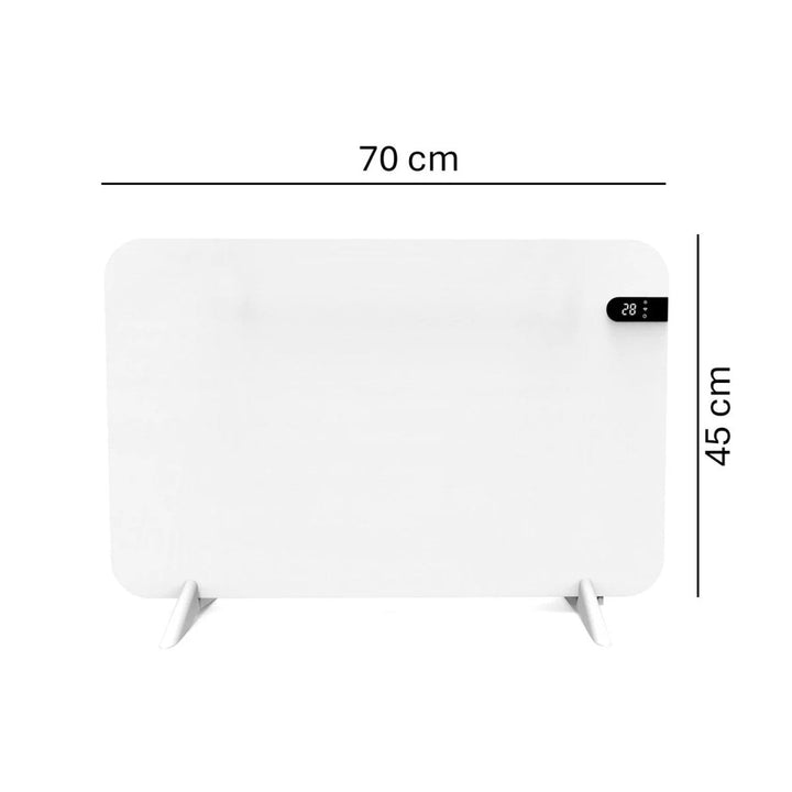 Cronos elektrisk radiator, hvid, effekt 450 W, opvarmning af rum op til 14 m2, indbygget termostat, fjernbetjening, funktion til registrering af åbne vinduer, ben medfølger, WFH-450TW