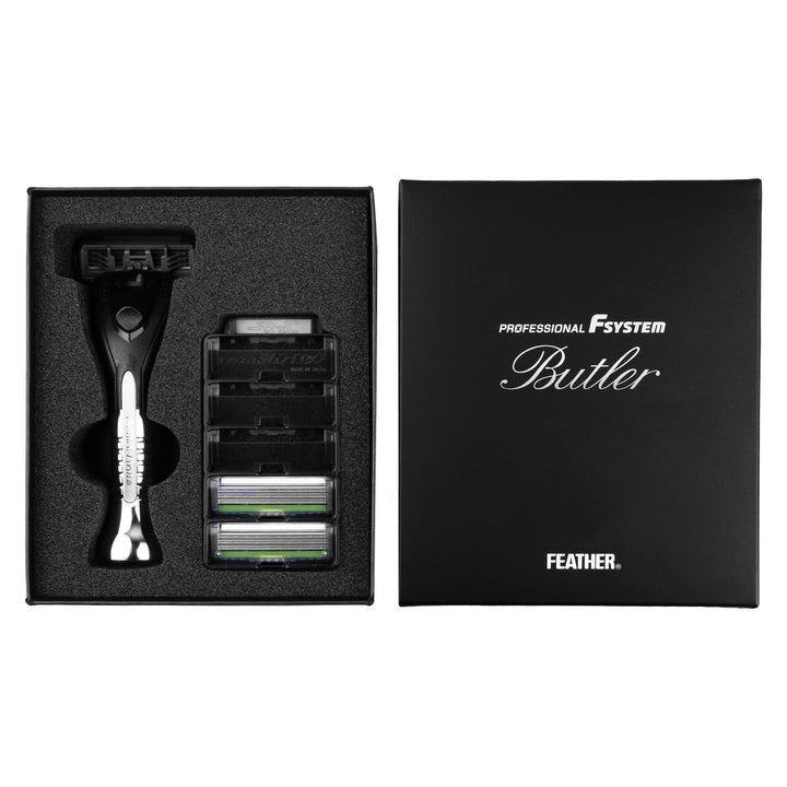 Barbermaskine med udskiftelige blade Feather Butler PF-BT, 3 kassetter