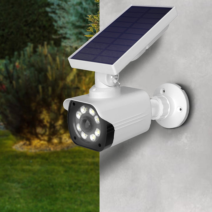 Solardumperkamera, blinkende diode, bevægelsessensor, LED-belysning, gratis klistermærke, SOL1800S, 2 stk.