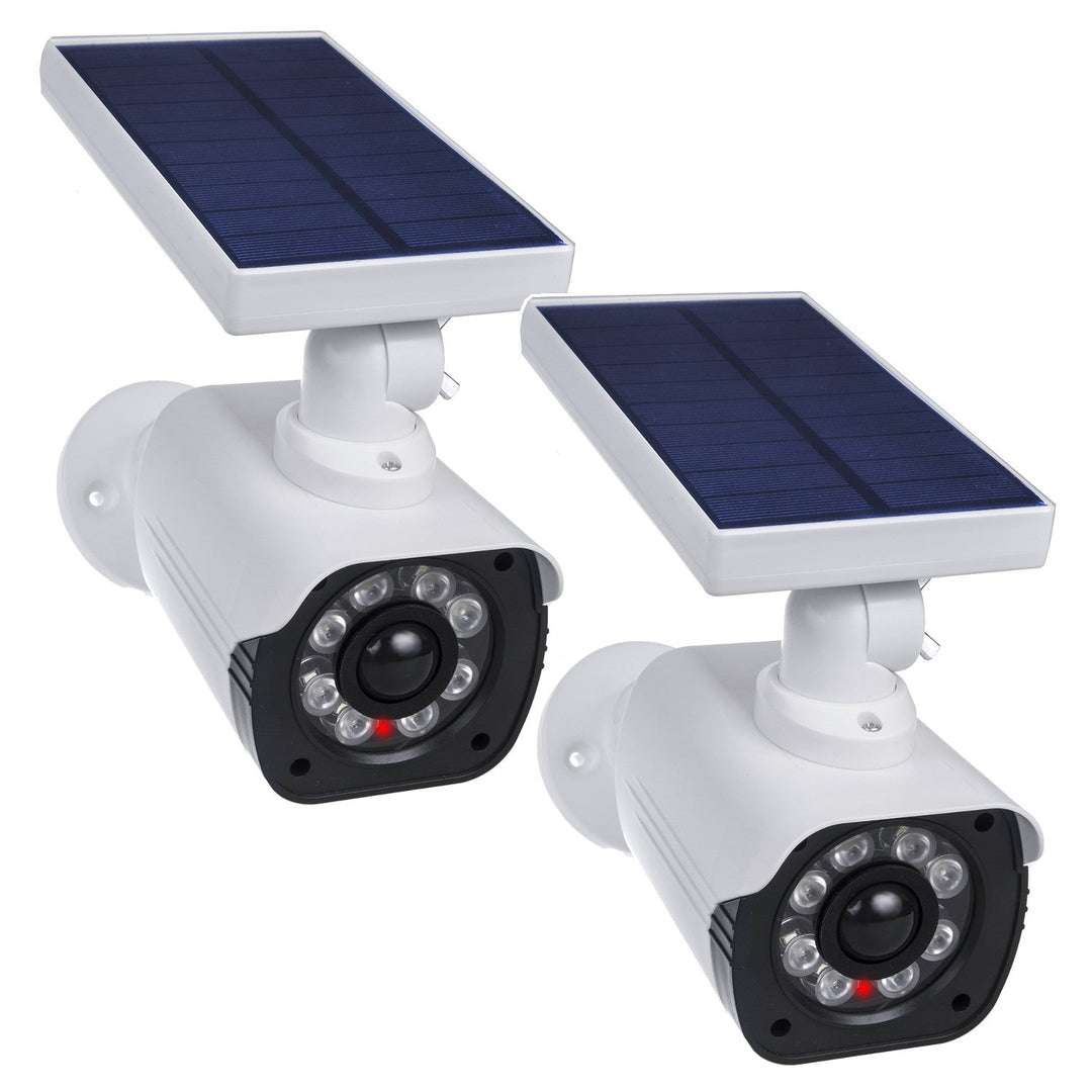 Solardumperkamera, blinkende diode, bevægelsessensor, LED-belysning, gratis klistermærke, SOL1800S, 2 stk.