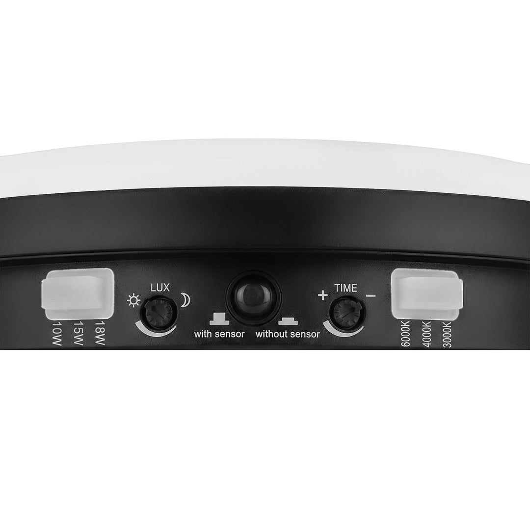 Maclean LED-lampe med bevægelsessensor, PIR-sensor, sort, 10 W/15 W/18 W, IP65, farveindstilling 3000/4000/6000 K, MCE535 B