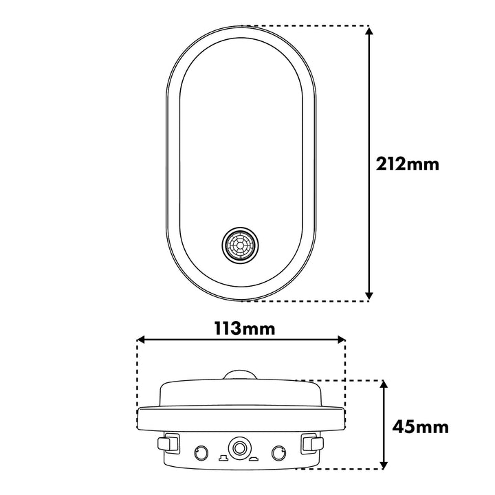Maclean LED-lampe med bevægelsessensor, PIR-sensor, sort, 10 W/15/18 W, IP65, mulighed for at skifte farvetemperatur mellem 3000/4000/6000 K, MCE534 B