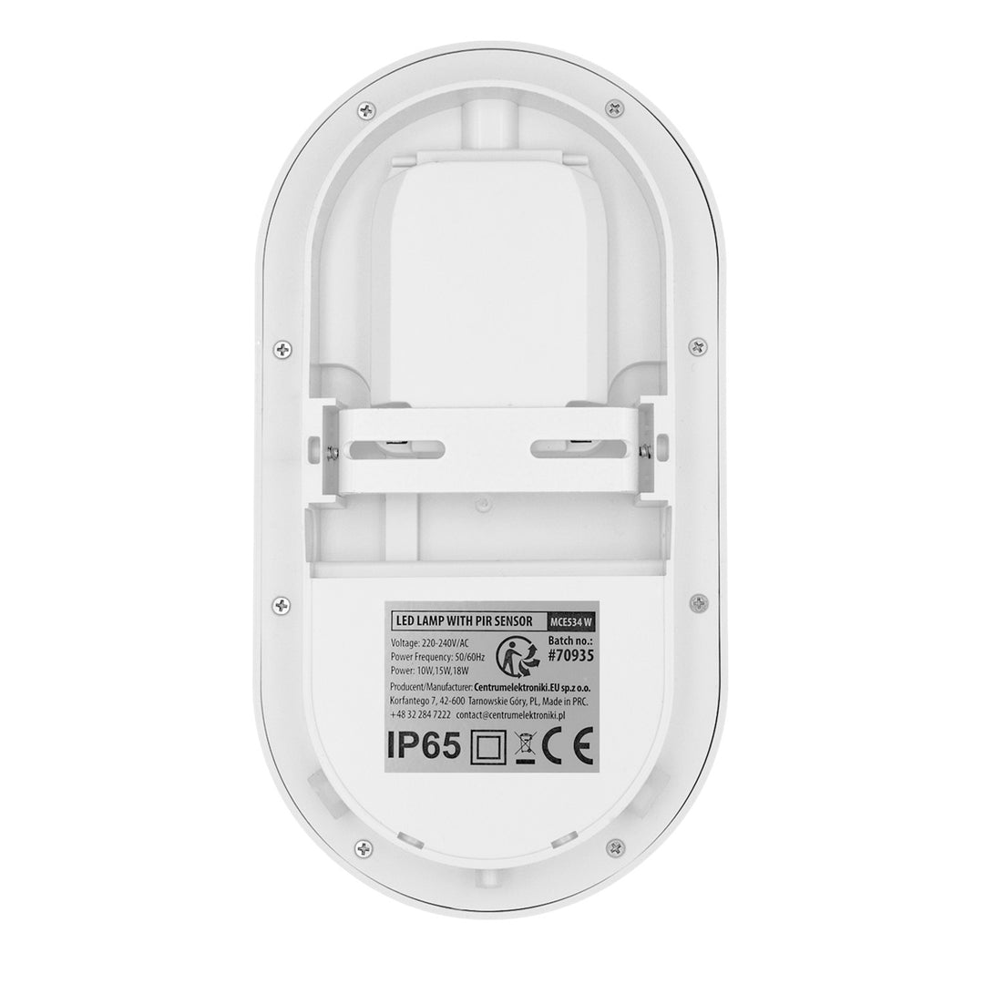 Maclean LED-lampe med bevægelsessensor, PIR-sensor, hvid, 10 W/15/18 W, IP65, farveindstilling 3000/4000/6000 K, MCE534 W