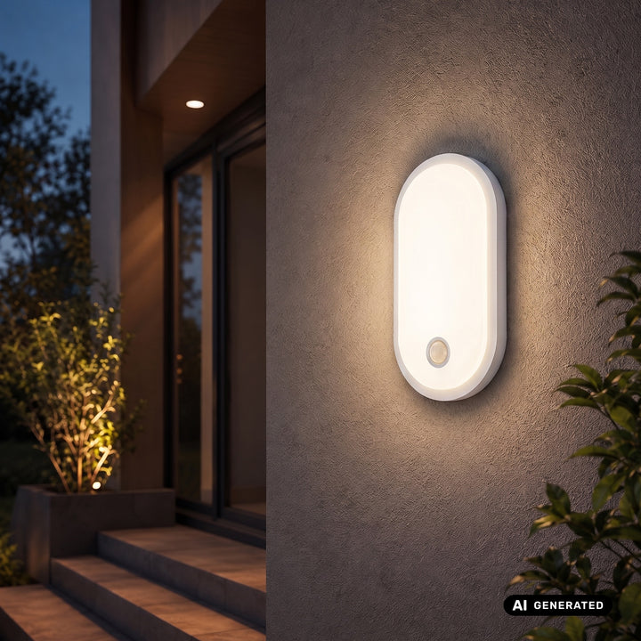 Maclean LED-lampe med bevægelsessensor, PIR-sensor, hvid, 10 W/15/18 W, IP65, farveindstilling 3000/4000/6000 K, MCE534 W