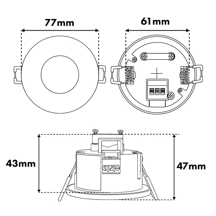 Maclean PIR-bevægelsessensor, til indbygning, rækkevidde 8 m, 600 W/1200 W, 220–240 V AC, 50/60 Hz, MCE821