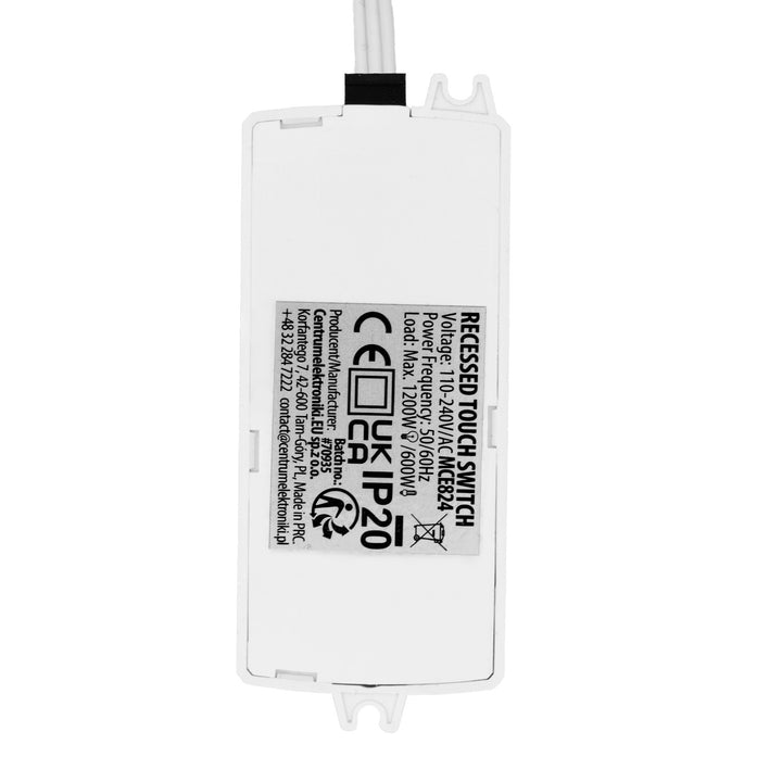 Maclean indbygget berøringsafbryder, <40 mm, 110–240 V AC, maks. belastning 600 W til LED, MCE824