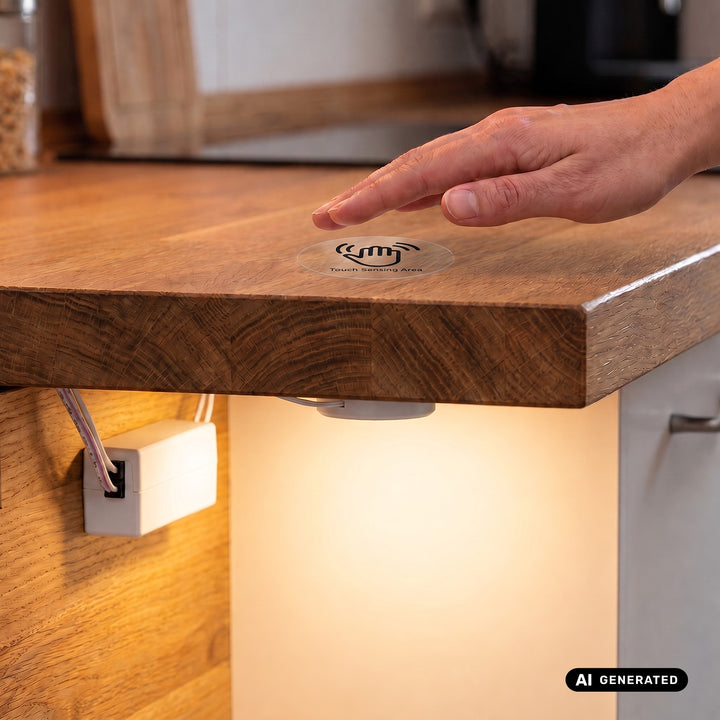 Maclean indbygget berøringsafbryder, <40 mm, 110–240 V AC, maks. belastning 600 W til LED, MCE824