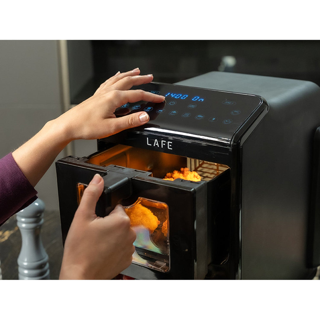LAFE fedtfri frituregryde, air fryer, 2 kamre 5 L, effekt 2460 W, LCD-display, Dual Fry