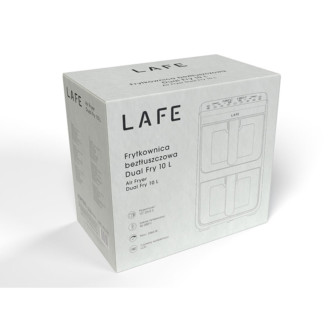 LAFE fedtfri frituregryde, air fryer, 2 kamre 5 L, effekt 2460 W, LCD-display, Dual Fry
