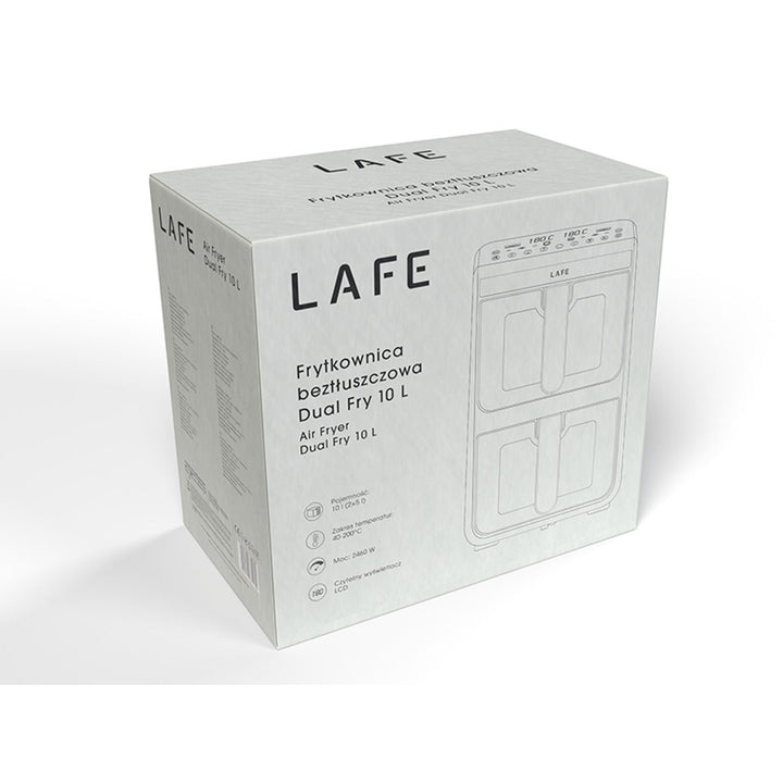LAFE fedtfri frituregryde, air fryer, 2 kamre 5 L, effekt 2460 W, LCD-display, Dual Fry