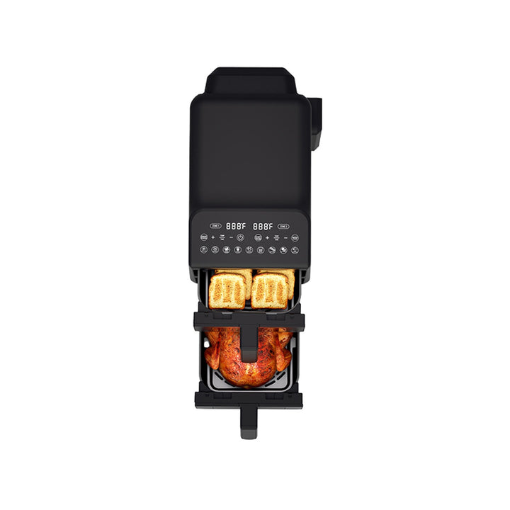 LAFE fedtfri frituregryde, air fryer, 2 kamre 5 L, effekt 2460 W, LCD-display, Dual Fry