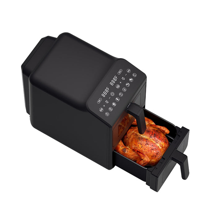 LAFE fedtfri frituregryde, air fryer, 2 kamre 5 L, effekt 2460 W, LCD-display, Dual Fry