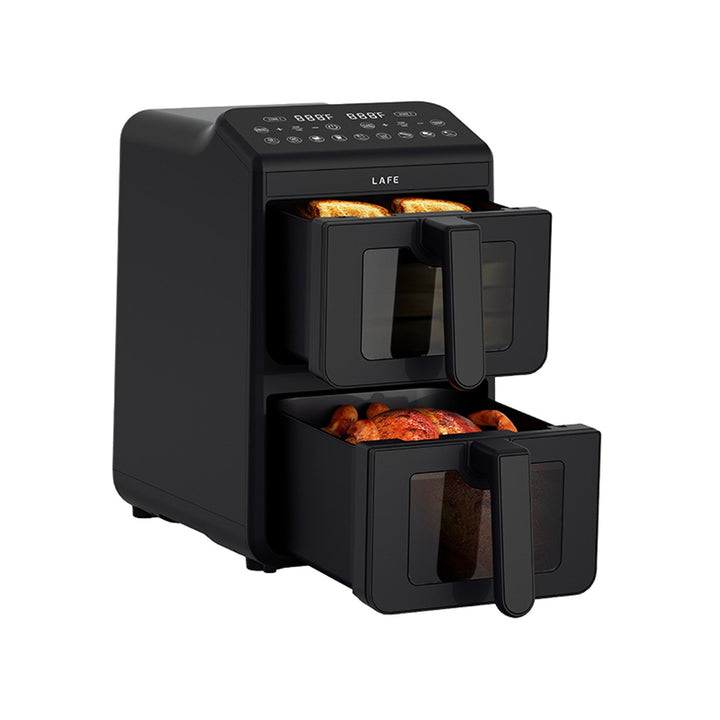LAFE fedtfri frituregryde, air fryer, 2 kamre 5 L, effekt 2460 W, LCD-display, Dual Fry
