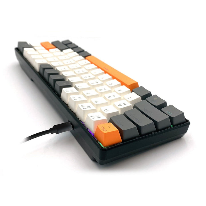 ZONE 61 - Gaming-tastatur, mekanisk, kort 60 %, mekaniske silent RED-kontakter, farvet baggrundsbelysning, 61 taster, USB-C, Mediatech