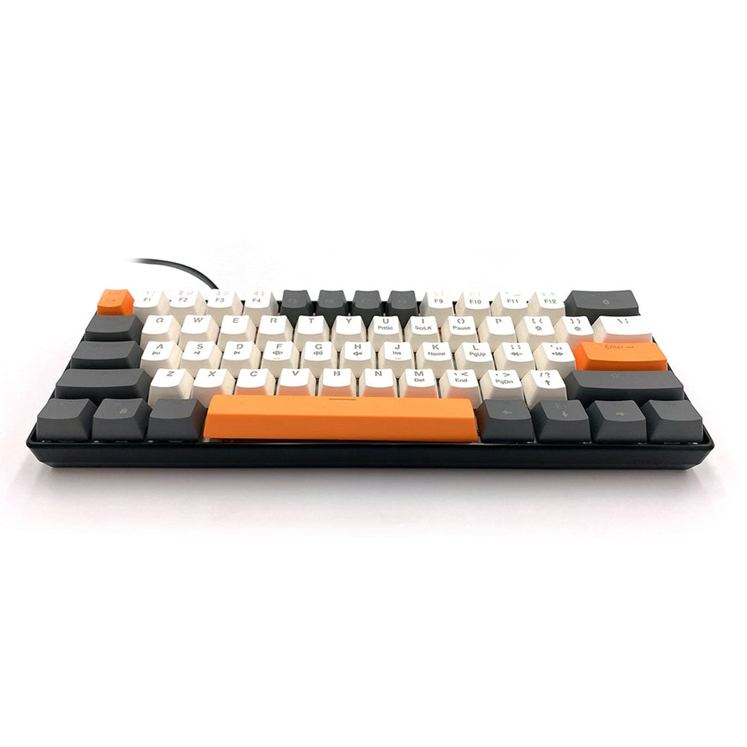 ZONE 61 - Gaming-tastatur, mekanisk, kort 60 %, mekaniske silent RED-kontakter, farvet baggrundsbelysning, 61 taster, USB-C, Mediatech