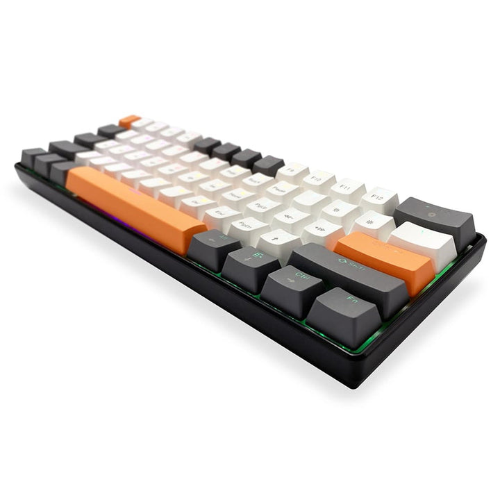 ZONE 61 - Gaming-tastatur, mekanisk, kort 60 %, mekaniske silent RED-kontakter, farvet baggrundsbelysning, 61 taster, USB-C, Mediatech