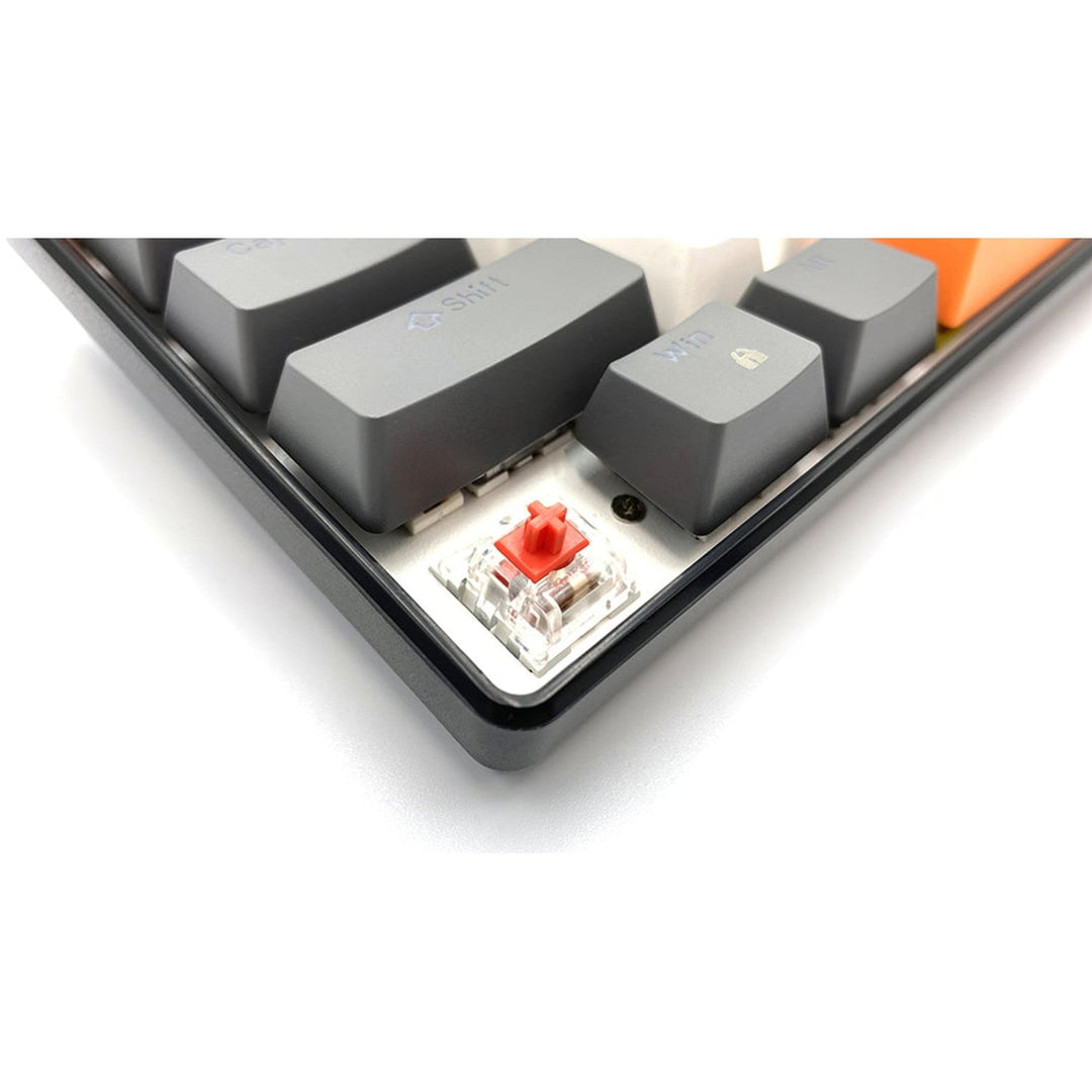 ZONE 61 - Gaming-tastatur, mekanisk, kort 60 %, mekaniske silent RED-kontakter, farvet baggrundsbelysning, 61 taster, USB-C, Mediatech