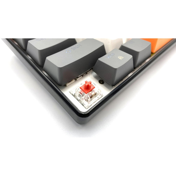 ZONE 61 - Gaming-tastatur, mekanisk, kort 60 %, mekaniske silent RED-kontakter, farvet baggrundsbelysning, 61 taster, USB-C, Mediatech