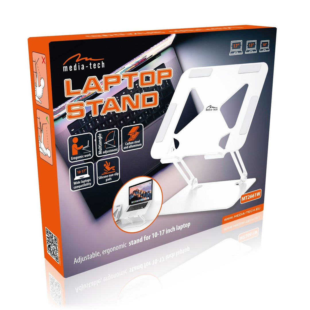 Justerbar, ergonomisk holder til bærbare computere på 10-17 tommer LAPTOP STAND MT2661W, Mediatech