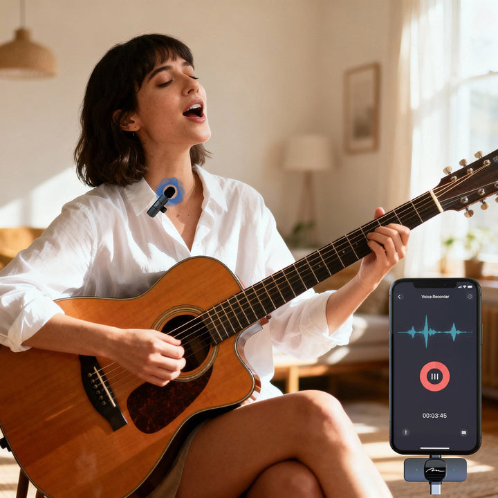 MICRO-MIC DUO – 2x trådløs mikrofon til slipset (sæt), med klips, iOS & Android (OTG), mini, superfølsom. USB-C & LIGHTNING, Mediatech