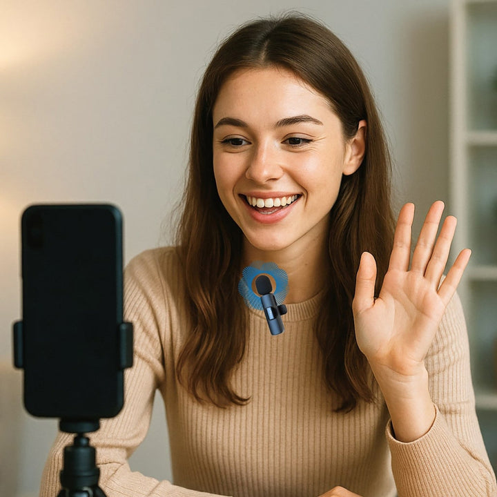 MICRO-MIC DUO – 2x trådløs mikrofon til slipset (sæt), med klips, iOS & Android (OTG), mini, superfølsom. USB-C & LIGHTNING, Mediatech