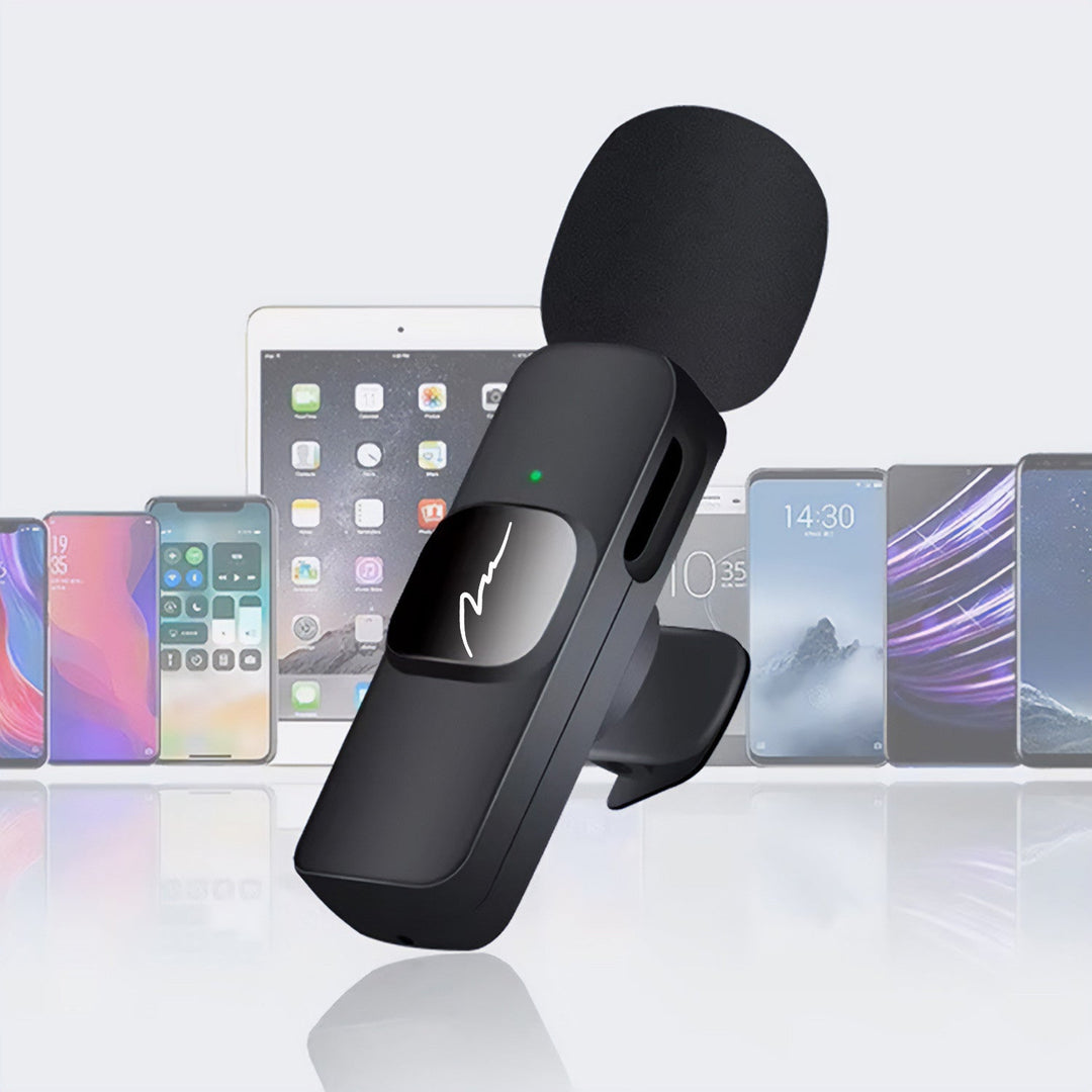MICRO-MIC DUO – 2x trådløs mikrofon til slipset (sæt), med klips, iOS & Android (OTG), mini, superfølsom. USB-C & LIGHTNING, Mediatech