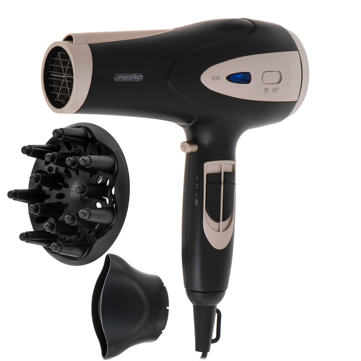 Mesko hårtørrer, ioniseringsfunktion, diffusor, effekt 2200 W, sort, MS 2287