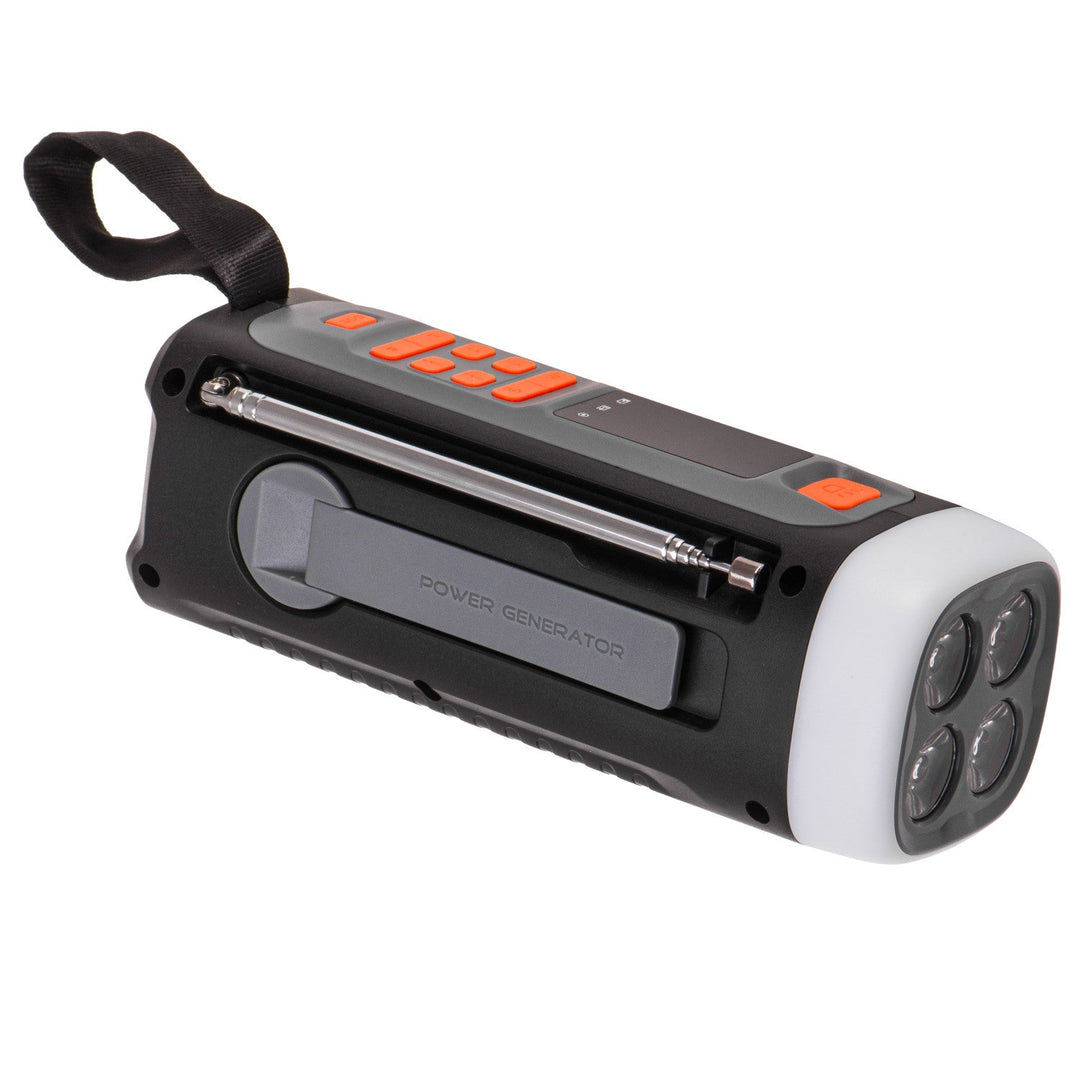Adler nødradio med solcellepanel, håndsving og powerbank, Bluetooth 5.0, 4W LED-lommelygte, 4500 mAh, AD 1920