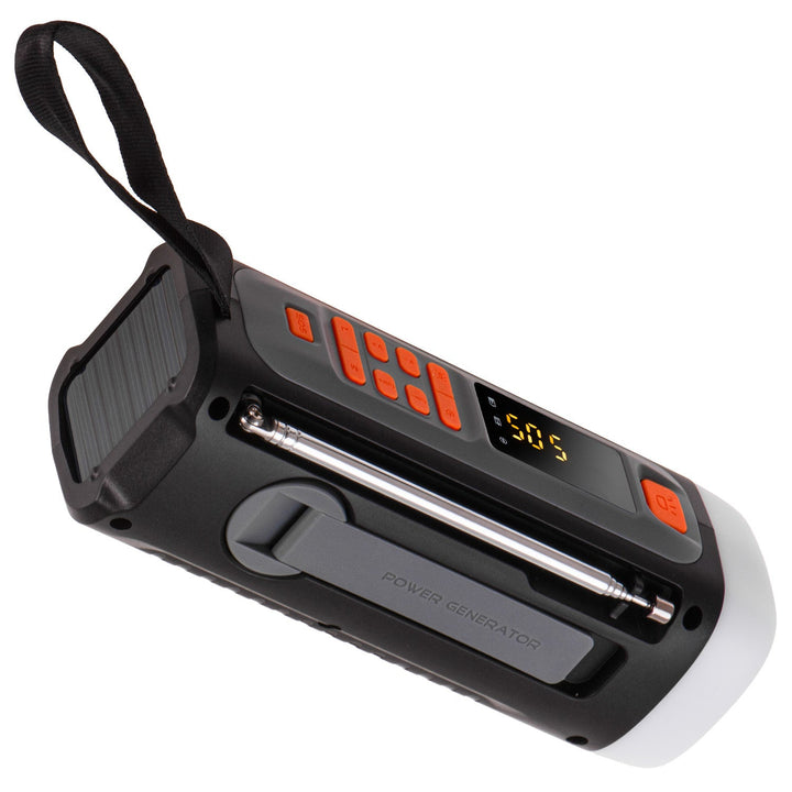 Adler nødradio med solcellepanel, håndsving og powerbank, Bluetooth 5.0, 4W LED-lommelygte, 4500 mAh, AD 1920
