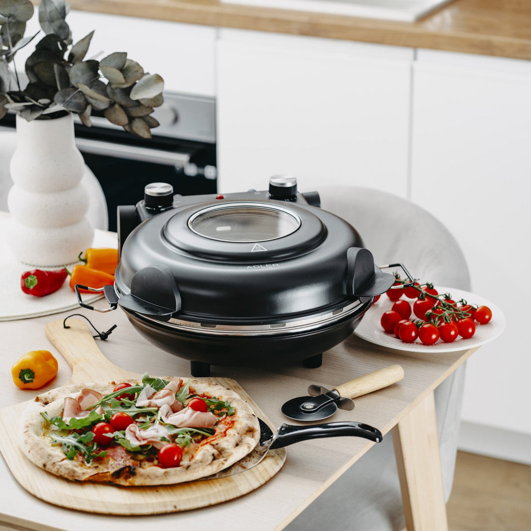 Adler pizzaovn, temperaturregulering op til 400 °C, keramisk sten, to varmeelementer, AD 6314