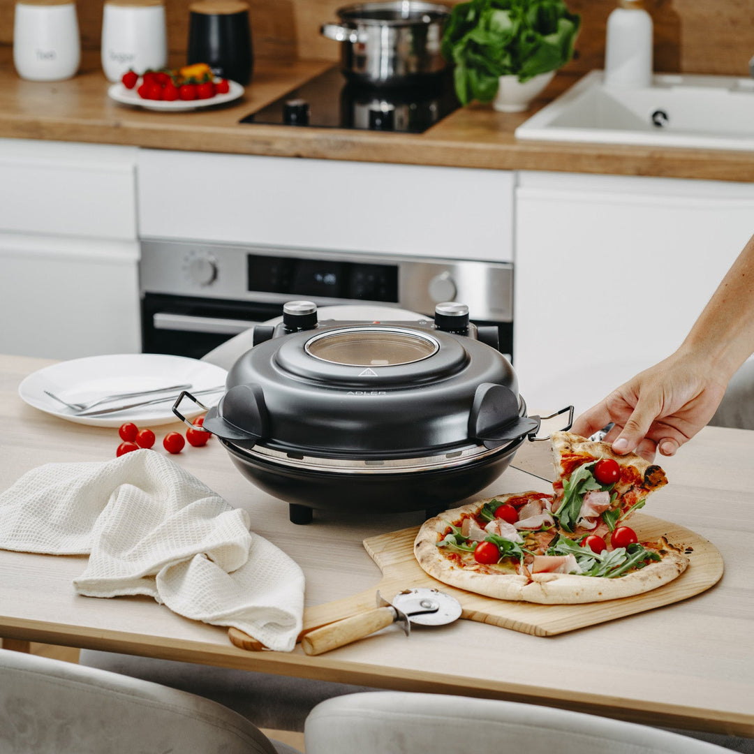 Adler pizzaovn, temperaturregulering op til 400 °C, keramisk sten, to varmeelementer, AD 6314