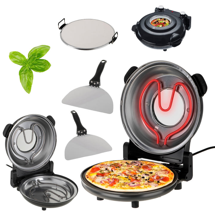 Adler pizzaovn, temperaturregulering op til 400 °C, keramisk sten, to varmeelementer, AD 6314