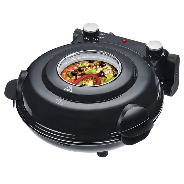 Adler pizzaovn, temperaturregulering op til 400 °C, keramisk sten, to varmeelementer, AD 6314