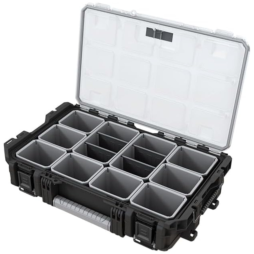Keter ROC Pro Gear 1.0 værktøjsopbevaringskasse, rumindhold på over 13 liter, gennemsigtigt og robust låg, tætning, der beskytter mod støv og vand, metalåse, 257190