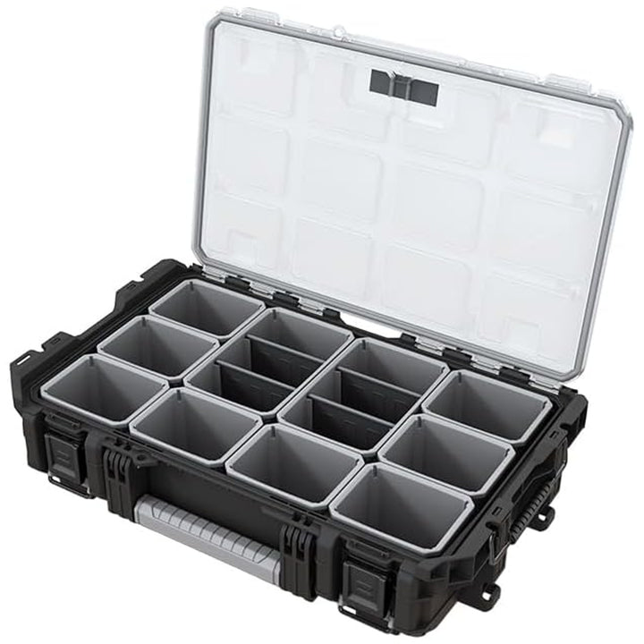 Keter ROC Pro Gear 1.0 værktøjsopbevaringskasse, rumindhold på over 13 liter, gennemsigtigt og robust låg, tætning, der beskytter mod støv og vand, metalåse, 257190