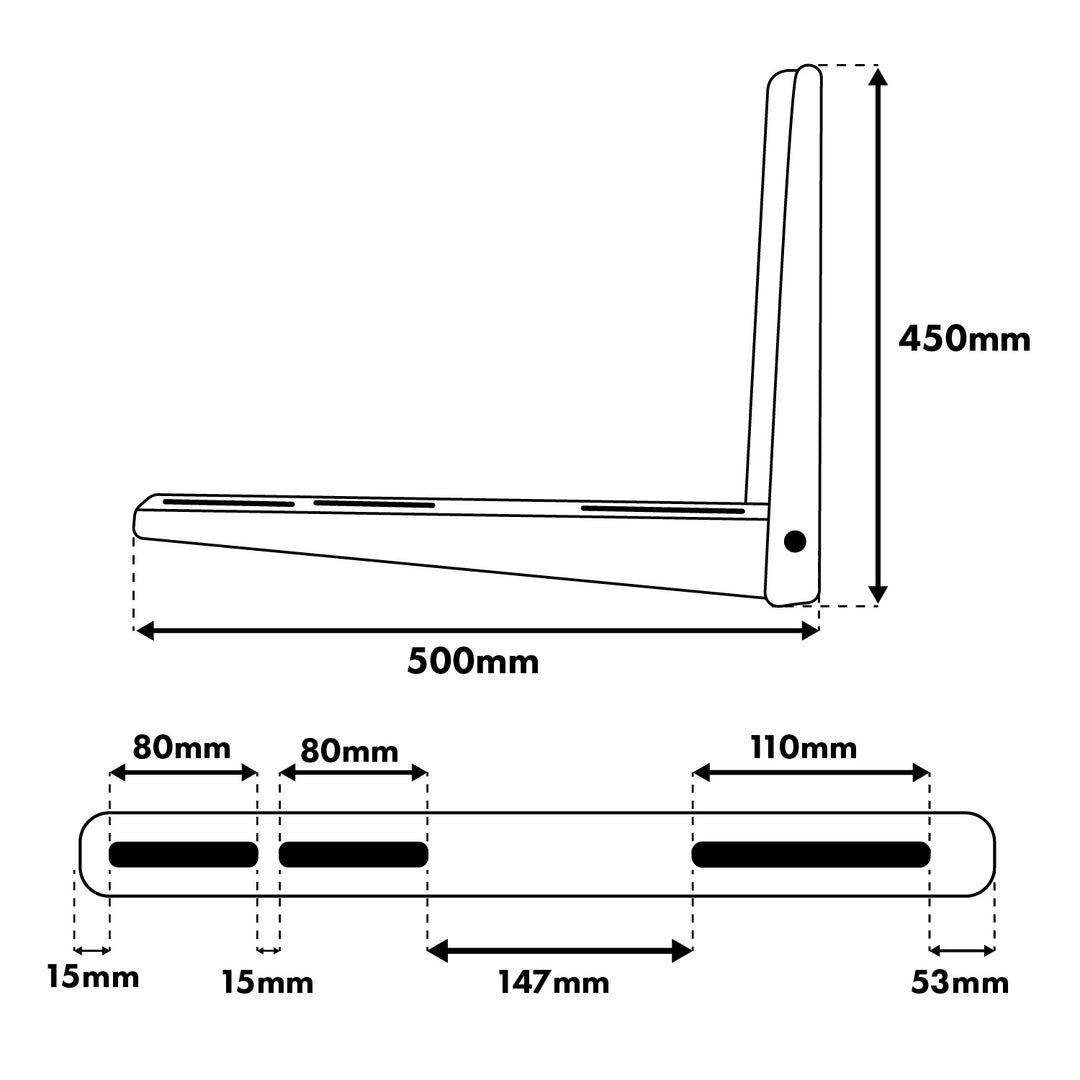 Beslag/ophæng til Maclean-klimaanlæg/varmepumpe, armlængde 450 x 500 mm, galvaniseret stål, op til 200 kg, MC-145