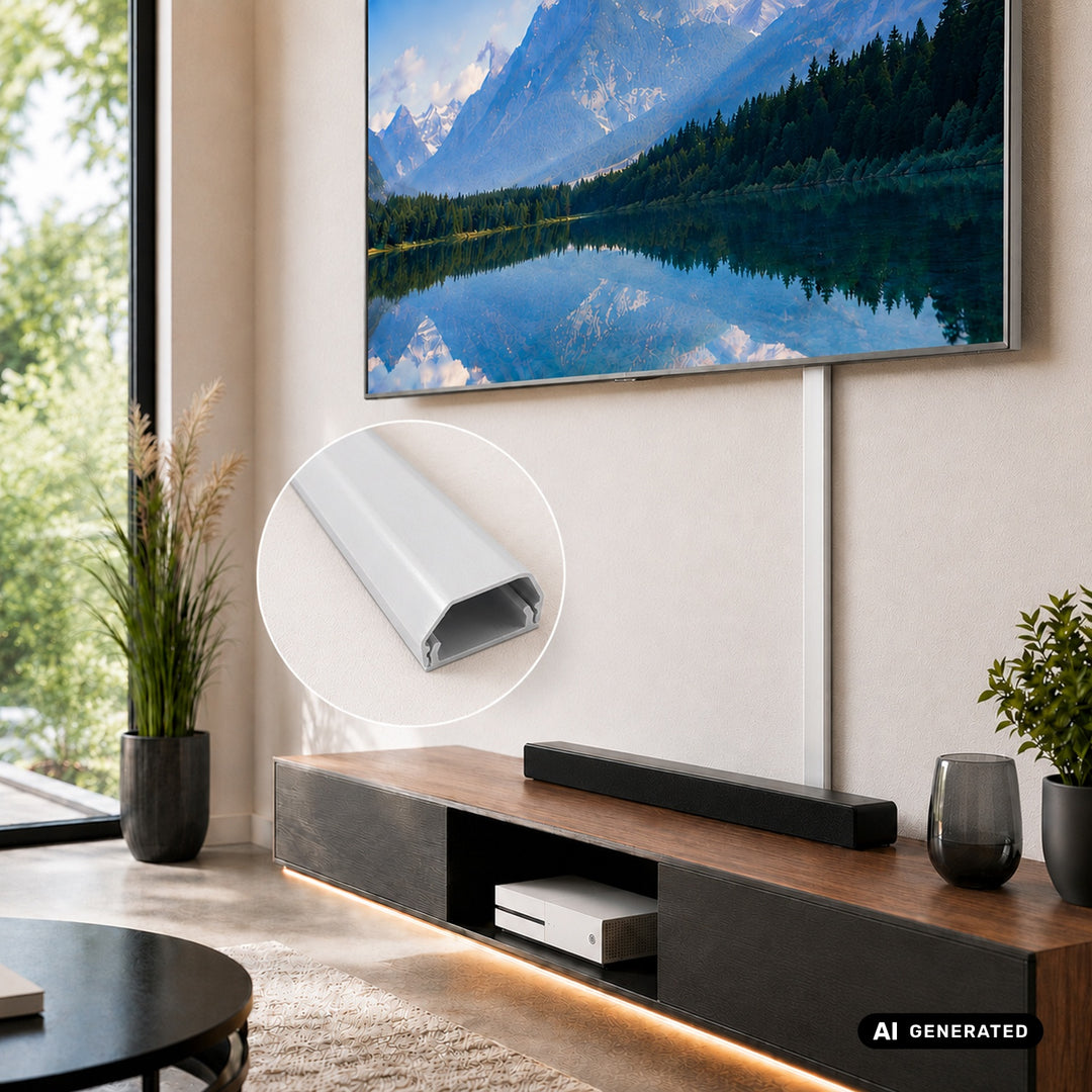 Maclean-kabeldæksel i aluminium, 33 x 18 x 750 mm, hvid, MCTV-897 W