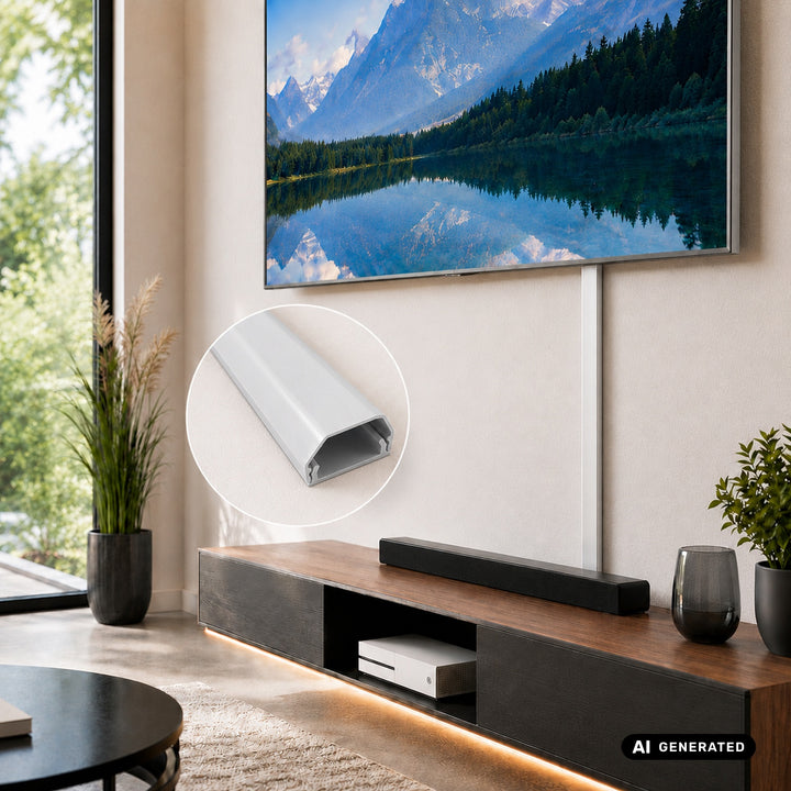 Maclean-kabeldæksel i aluminium, 33 x 18 x 750 mm, hvid, MCTV-897 W