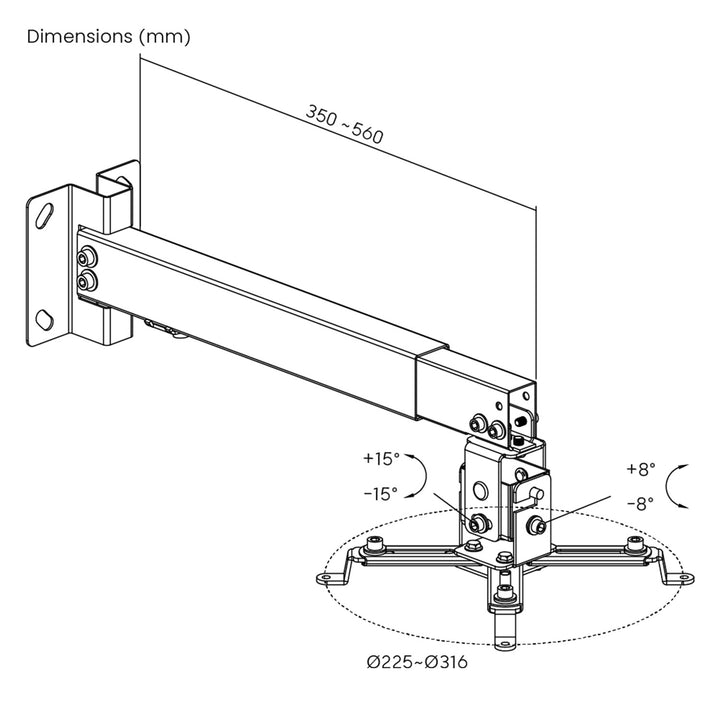 Maclean universalbeslag/ophæng til projektor, sort, op til 20 kg, MC-206 B