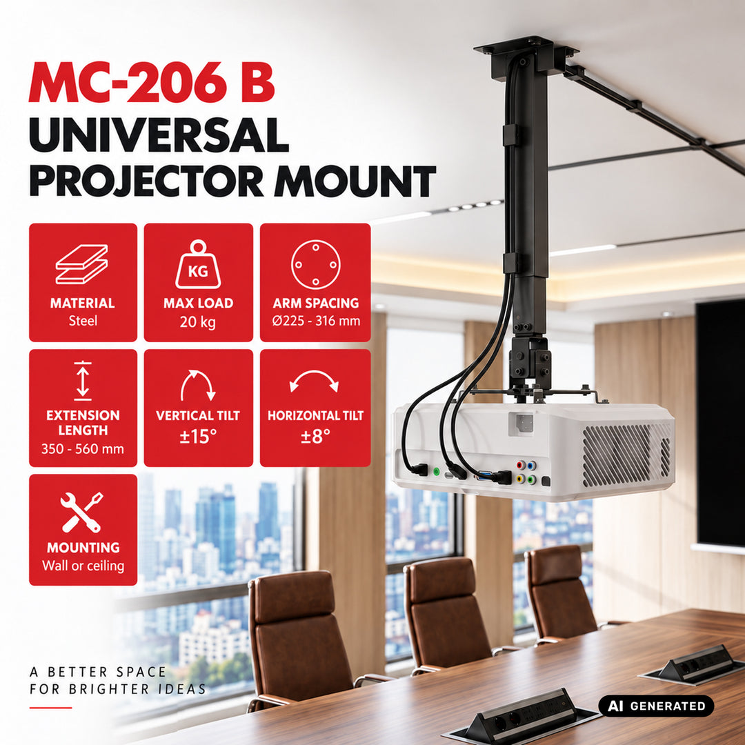 Maclean universalbeslag/ophæng til projektor, sort, op til 20 kg, MC-206 B