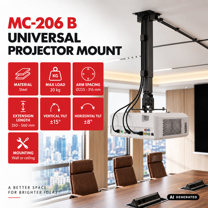 Maclean universalbeslag/ophæng til projektor, sort, op til 20 kg, MC-206 B