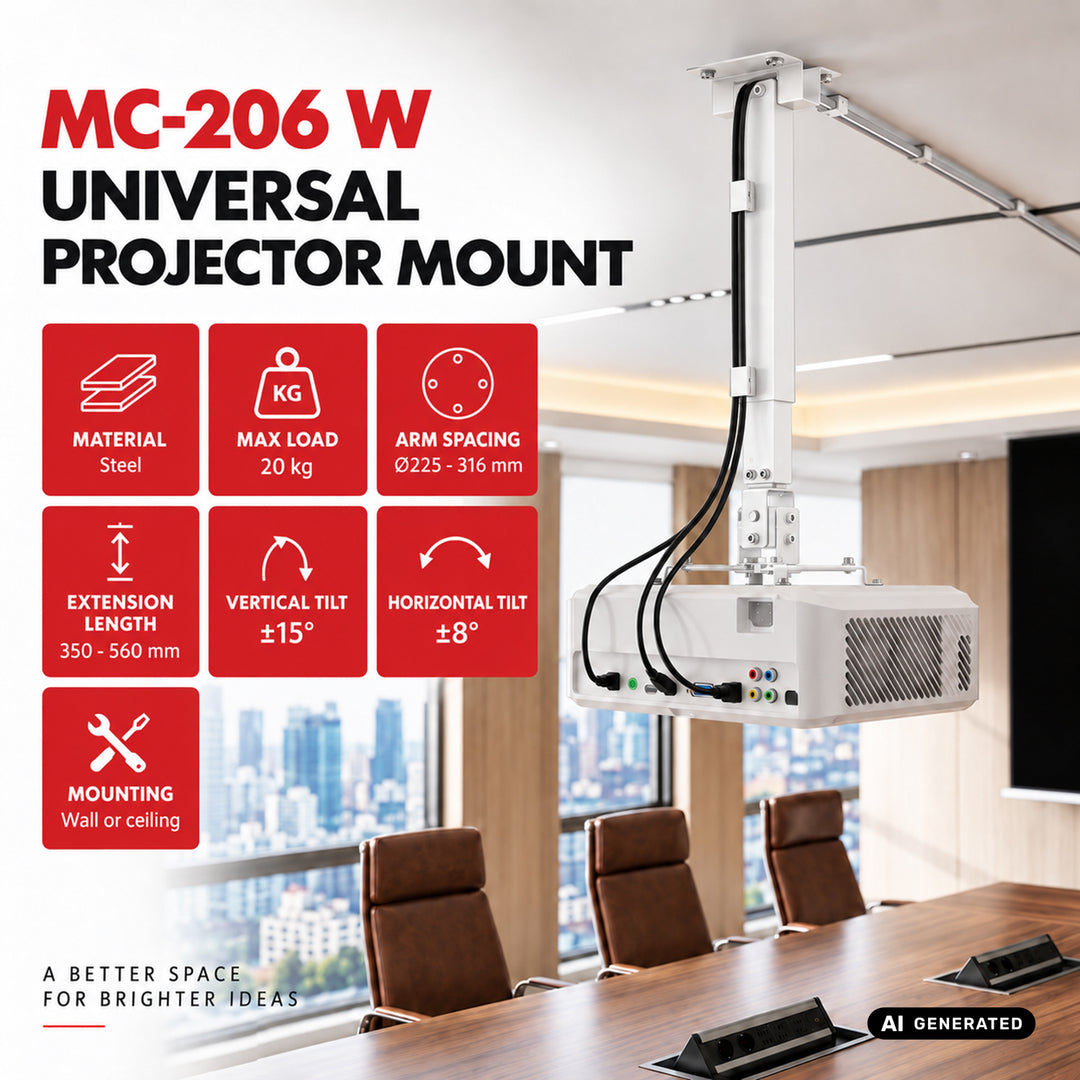 Maclean universalbeslag/ophæng til projektor, hvid, op til 20 kg, MC-206 W